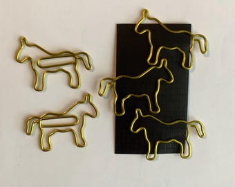 Horse paperclips, set of 5, gold horse, horse stationery, horse rider gift, stocking filler, bookmark, school/home/office/study/scrapbooking