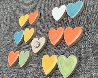Porcelain heart magnets, set of 2, Pottery anniversary, China anniversary, 9th wedding anniversary, 20th wedding anniversary, china keepsake