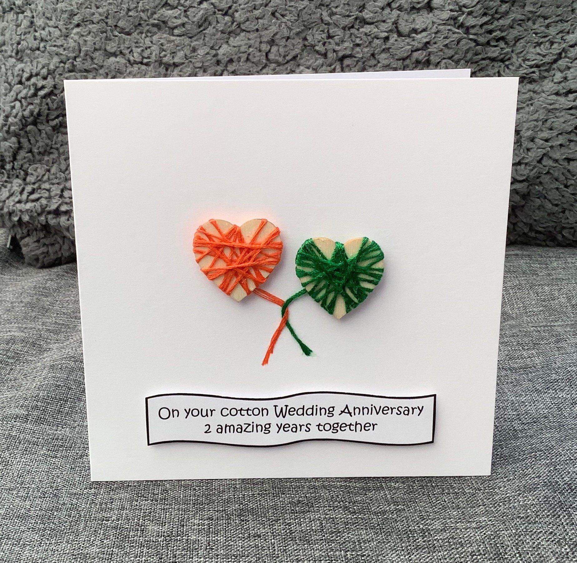 2nd Wedding Anniversary Card Cotton Wedding Anniversary 2 Etsy UK