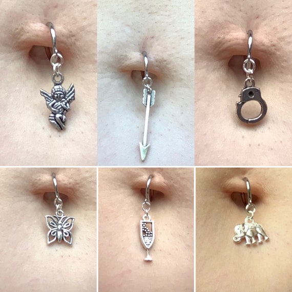Buy Fake Belly Button Ring, Clip on Belly Button Ring, Fake Navel Piercing,  No Pierce Belly Ring, Arrow, Angel, Handcuff, Butterfly, Elephant. Online  in India - Etsy