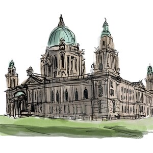Belfast City Hall A4 art print