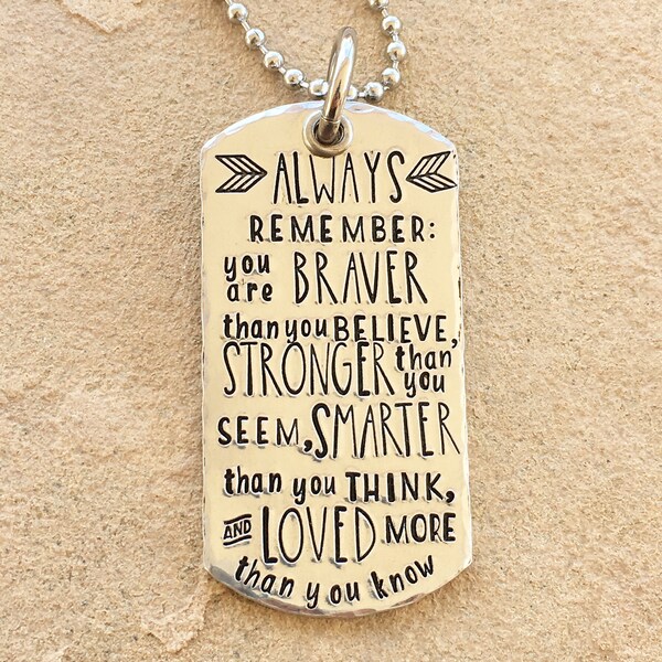 Always Remember Dog Tag, Gift for Him, Gift for Son, Gift for Graduate, Inspirational Gift, Boys Jewelry, Mens or Boys Necklace or Keychain