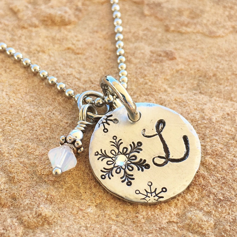 Snowflake Necklace Monogram Necklace Best Friends Necklaces image 1