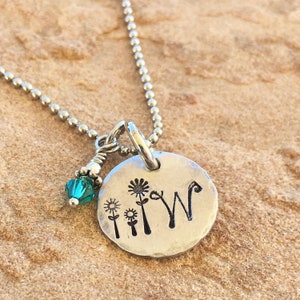 Sunflower Custom Charm Necklace, Best Friends Necklaces, Personalized Jewelry, Birthstone Custom Charm Necklace, Little Girl Necklace