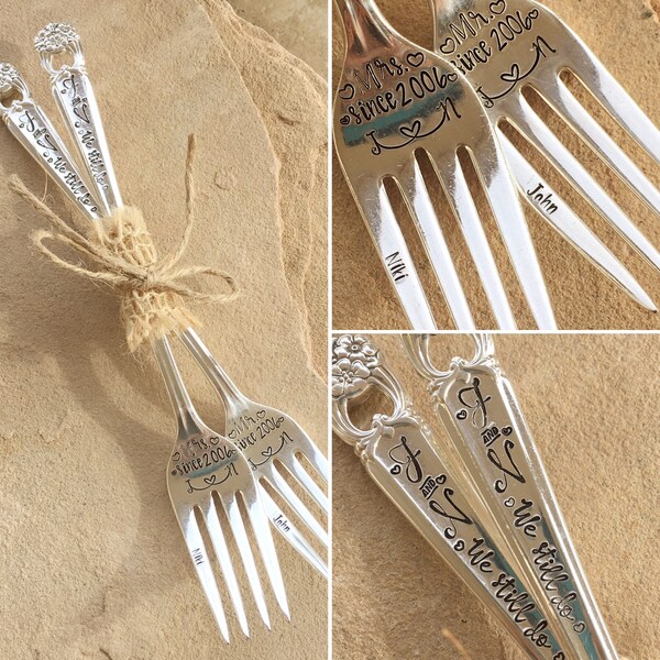 Custom Personalized Wedding, Anniversary, Vow Renewal Ceremony Forks, Couple Gift, Wedding Keepsake, Personalized Wedding, 2 Forks