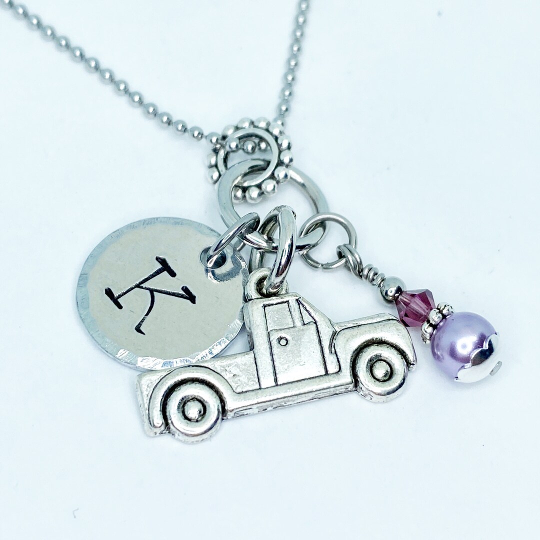 Farm Truck Necklace Monogram Necklace Best Friends Etsy
