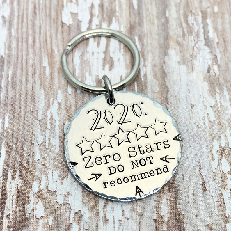 Stocking Stuffer Gift for Her Snarky Gifts Secret Santa Essential Workers 2020 Sucks Zero Star Review Funny Keychain Best Friend Gift