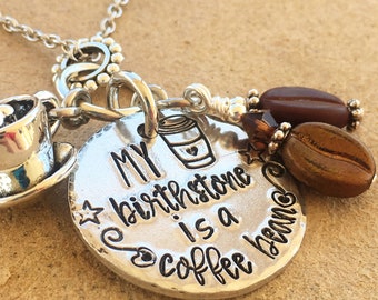 Coffee Bean Necklace or Keychain, My Birthstone is a Coffee Bean, Coffee Lover Gift, Barista Gift, Coffee Jewelry, Funny Gift for Her