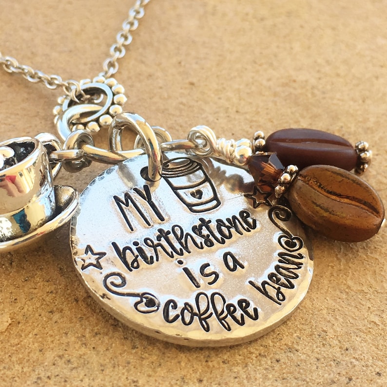 Coffee Necklace Coffee Bean Necklace My Birthstone is a image 0