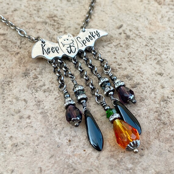 Keep It Spooky Bat Necklace Halloween 