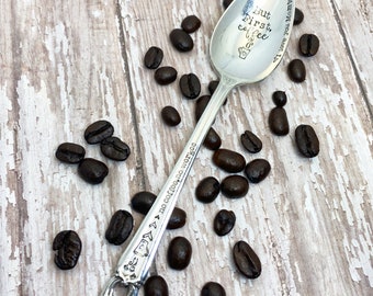 But First Coffee, No Coffee, No Workee Personalized Spoon, Stamped Vintage Silverplated Spoon, Custom Spoon, Gift for Mom, Coffee Lover Gift