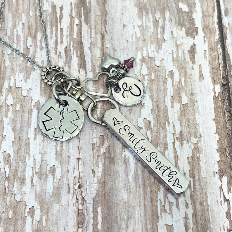 Personalized Medical Alert Necklace Diabetes Medical ID Etsy