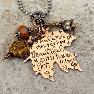Let Things Go Fall Leaf Necklace, Fall Jewelry, Autumn Necklace, Maple Leaf, Autumn Leaves Jewelry, Fall Birthday, Best Friend Gift