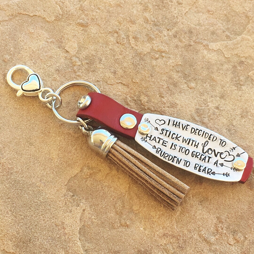 I Have Decided Stamped Leather Key Fob Tassel Keychain Purse Etsy