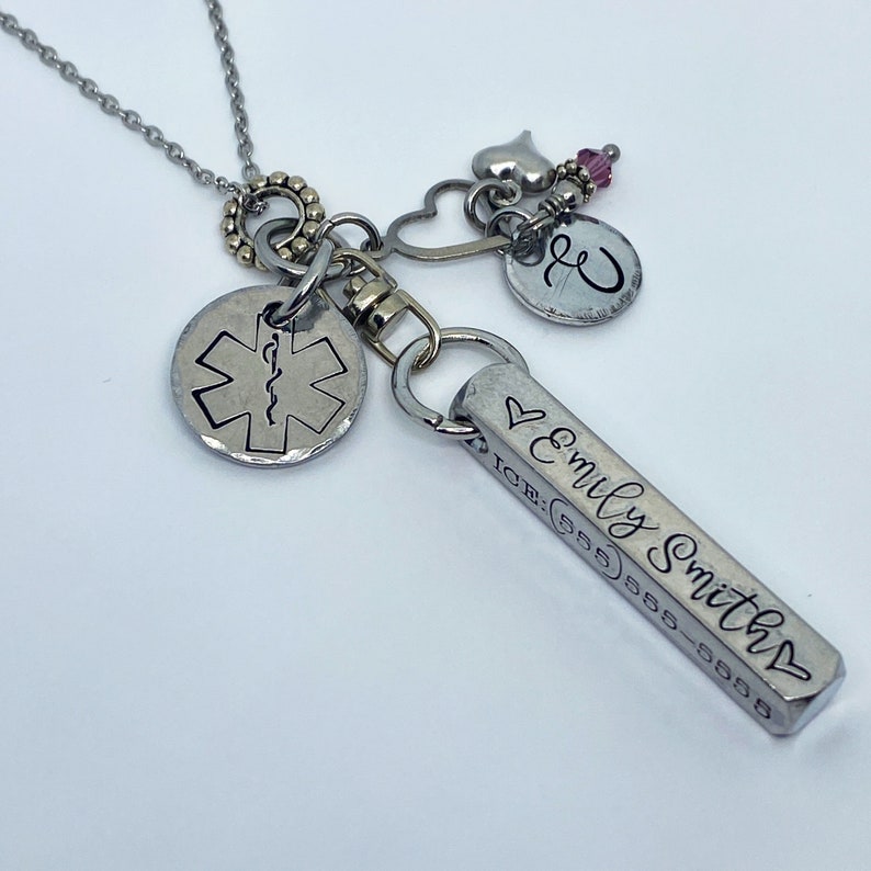 Personalized Medical Alert Necklace Diabetes Medical ID Etsy
