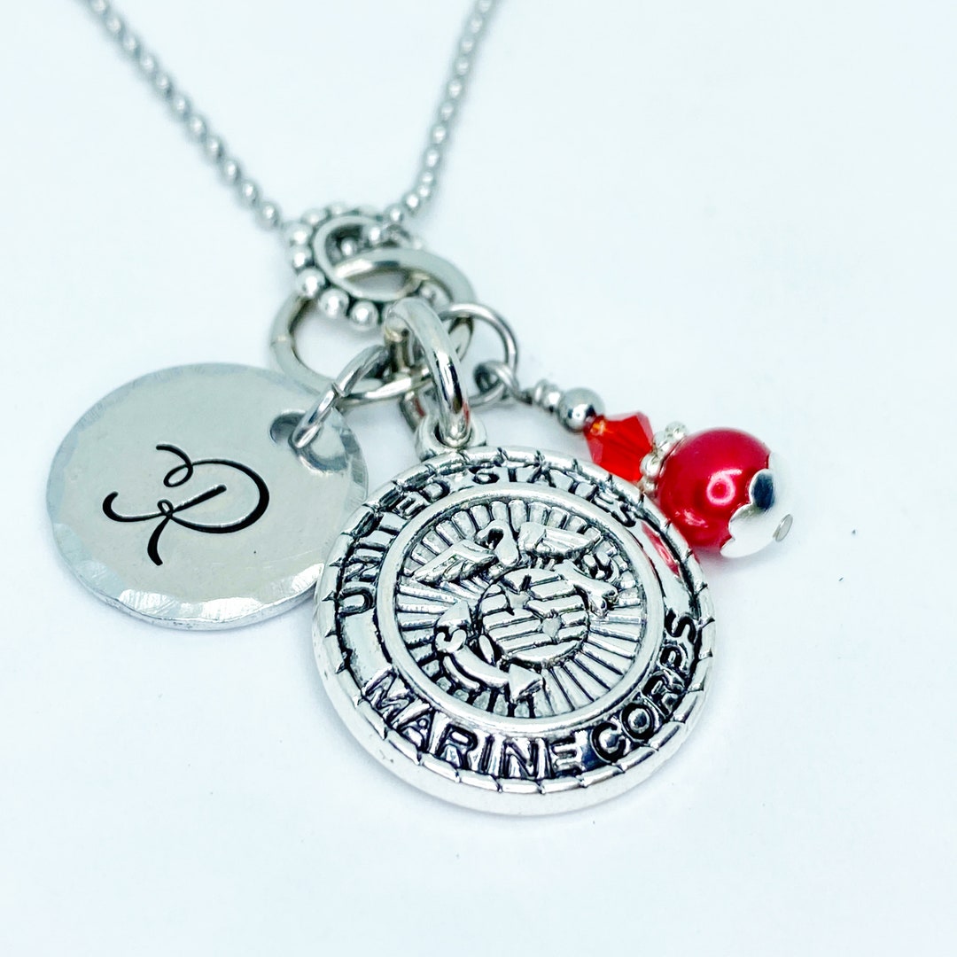 Marine Corps Necklace US Marines Marine Mom Monogram Etsy