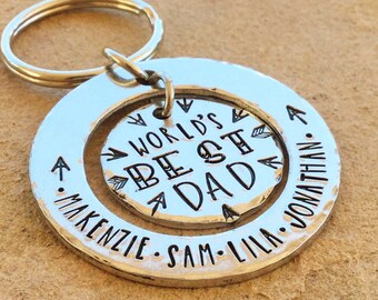 World's Best Dad Personalized Keychain, Gift for Dad, Gift for Him, Dad Birthday, Father's Day Gift, Kids Names Key Chain, Custom Gift