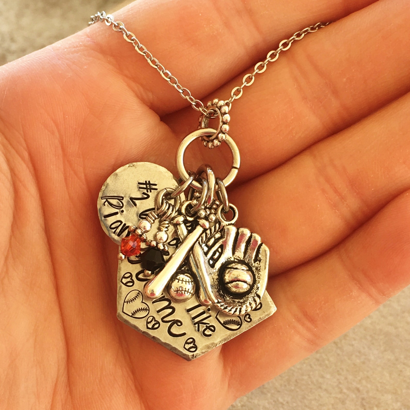 Personalized Softball Necklace Custom Name Baseball Necklace Etsy