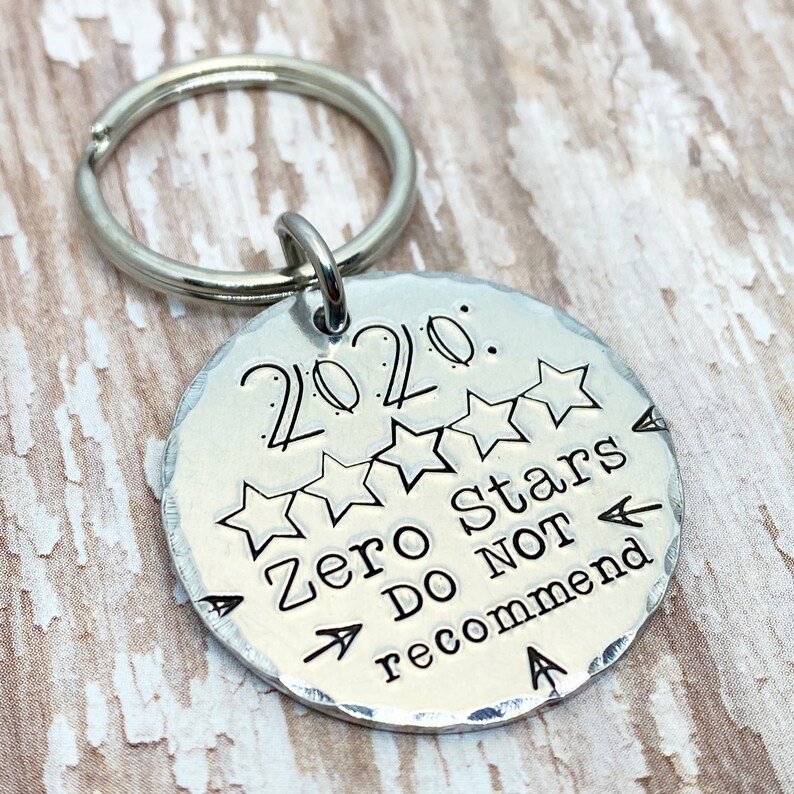Stocking Stuffer Gift for Her Snarky Gifts Secret Santa Essential Workers 2020 Sucks Zero Star Review Funny Keychain Best Friend Gift