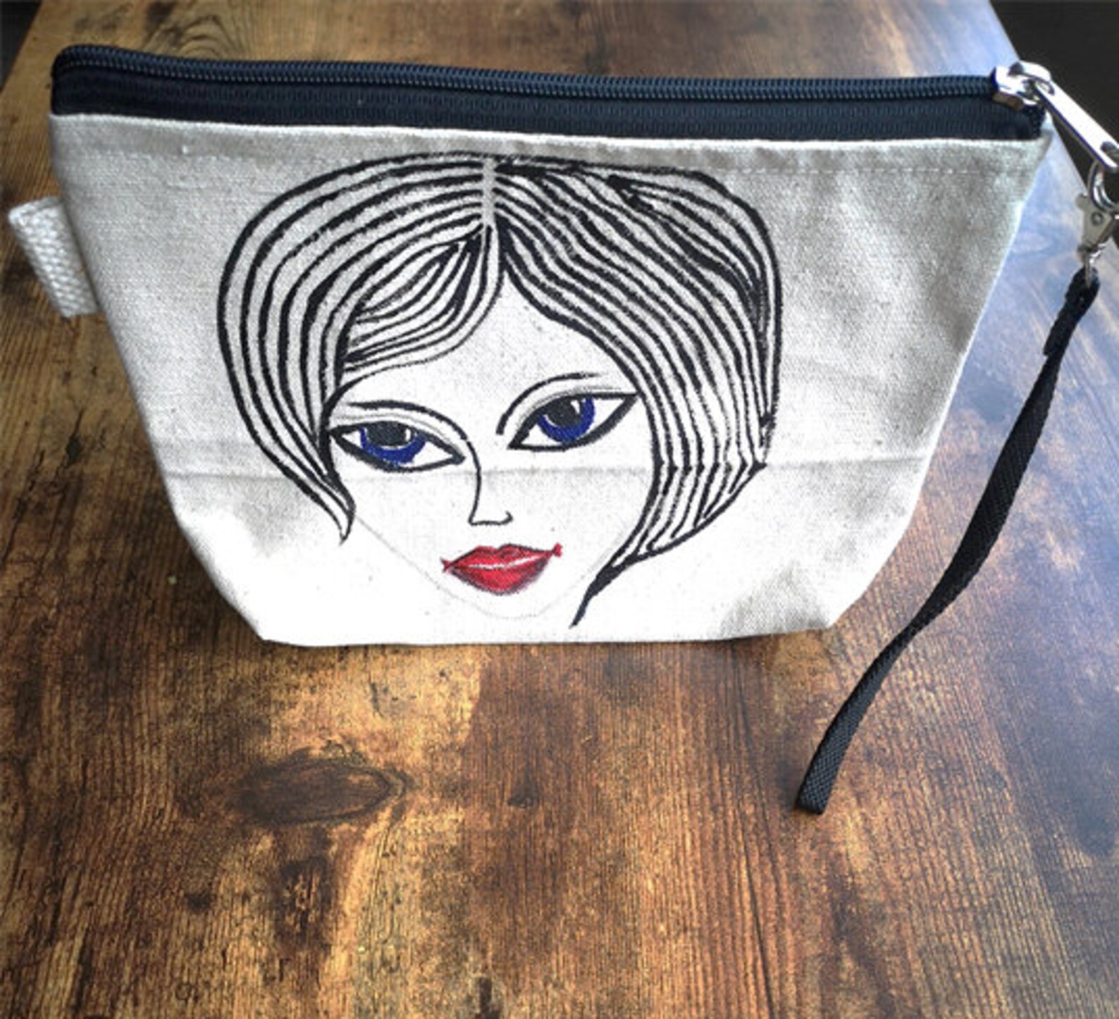 Set of 2 Canvas Cosmetics Pouches handpainted Handmade Etsy