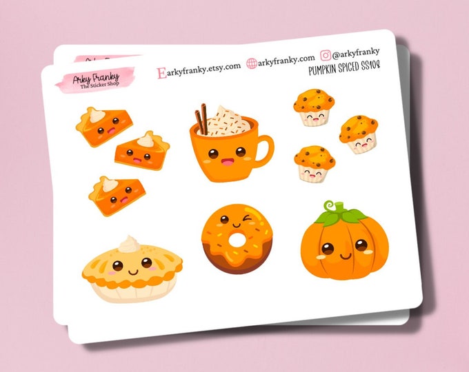 Pumpkin Spiced Fall Sticker Sheet for Planner, Decorative Cute Stickers for Cardmaking and Scrapbooking, Journaling Stickers for Fall Season