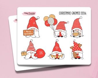 Christmas Gnomes Sticker Sheet for Planner, Decorative Stickers for Cardmaking and Scrapbooking, Journaling Stickers for Christmas Spreads