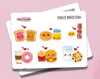 Valentine's Day Perfect Match Sticker Sheet for Planner, Decorative Cute Stickers for Cardmaking and Scrapbooking, Journaling Stickers