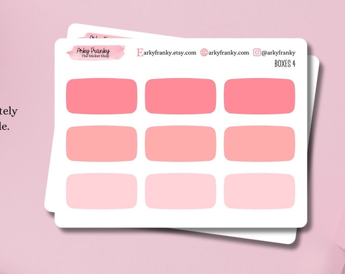 Rounded Rectangle Planner Boxes for Planning, Scrapbooking, and Journaling, for Planner Spreads Pink