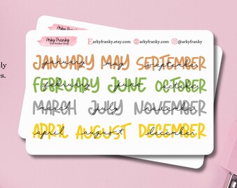 Month Header Sticker Sheet for Planner, Decorative Stickers for Cardmaking and Scrapbooking, Journaling Stickers for Planner Spread