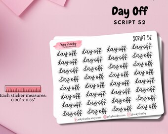 Script Sticker Sheet - Day Off for Planner, Decorative Stickers for Cardmaking and Scrapbooking, Journaling Stickers