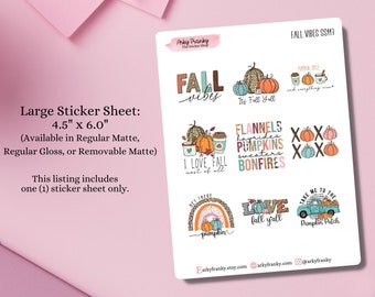 Fall Vibes Sticker Sheet for Planners, Decorative Stickers for Cardmaking and Scrapbooking, Journaling Stickers for Fall and Autumn Spreads