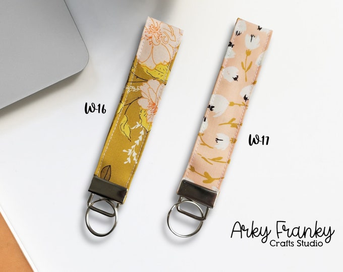 Handmade Wristlet Key Fob Keychain W16 W17 Fabric Key Wristlet | Key Lanyard | 100% Cotton Wristlet Keychain | 5.5" x 1.0" | Gift Idea