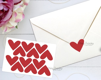 Set of 12 Heart Envelope Letter Seal Vinyl Decal Material, Wedding Invitation Seal, Permanent Vinyl for Cups, Tumblers, Laptops, and more
