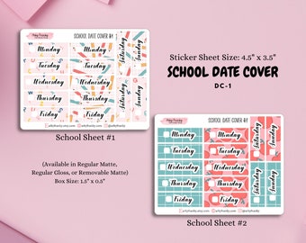 School Date Covers Planner Boxes for Planning, Scrapbooking, and Journaling, Back to School, Teacher Planner and Student Planner Stickers