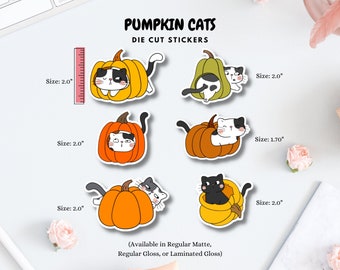 Pumpkin Cat - Die Cut Sticker | Perfect for Cardmaking, Sticker for Scrapbooking, Sticker for Planner Spreads | Fall Vibes and Autumn Season