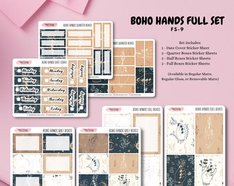 Boho Hands Full Set Rectangle Planner Boxes for Planning, Scrapbooking, and Journaling, for Bohemian Hands Planner Spreads