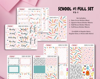 School #1 Full Set Planner Boxes for Planning, Scrapbooking, and Journaling, Back to School, Teacher Planner and Student Planner Stickers