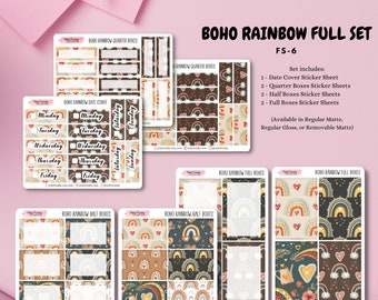 Boho Rainbow Full Set Rectangle Planner Boxes for Planning, Scrapbooking, and Journaling, for Bohemian Rainbow Planner Spreads