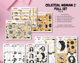 Celestial Woman 2 Full Set Rectangle Planner Boxes for Planning, Scrapbooking, and Journaling, for Celestial Woman Planner Spreads