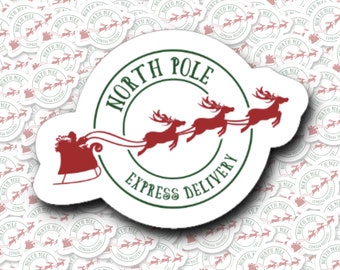 North Pole Express Delivery Stickers for Mailing | Die Cut Stickers | Mini | Tiny Christmas Stickers