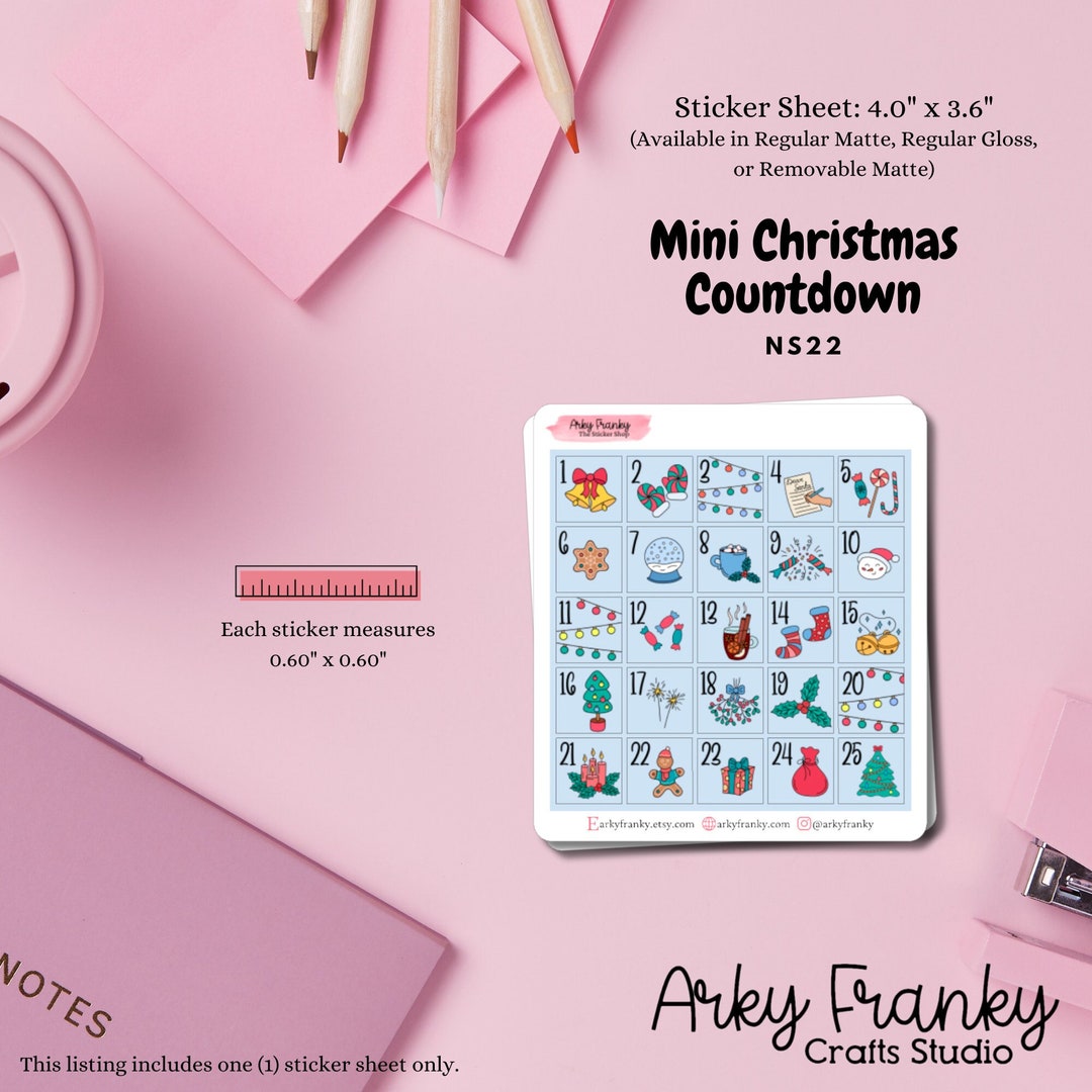 Mini Christmas Countdown Sticker Sheet for Planner, Decorative Stickers ...
