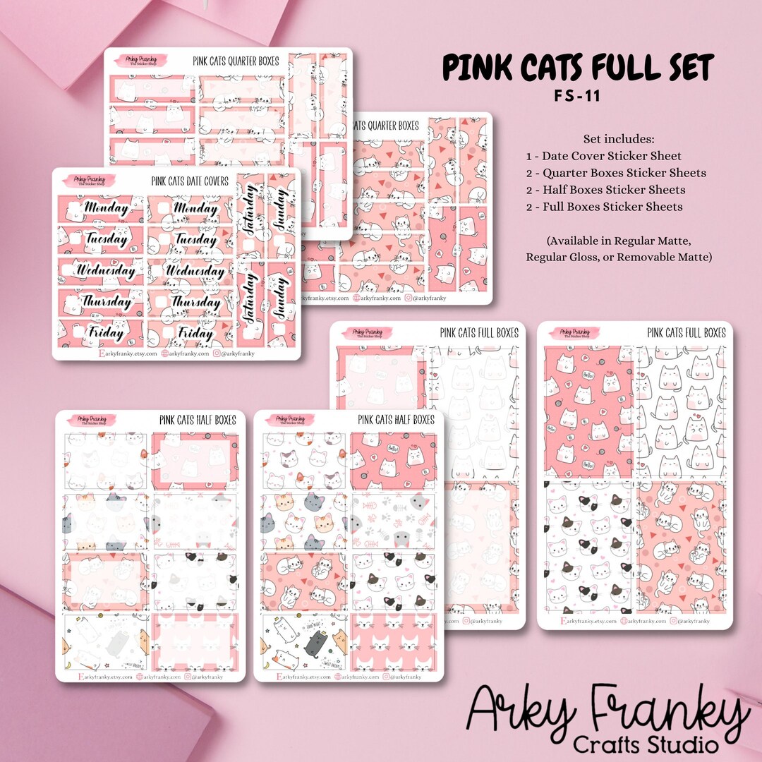 Pink Cats Full Set Planner Boxes for Planning, Scrapbooking, and ...