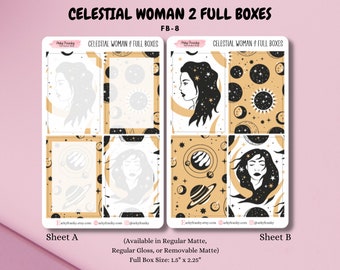 Celestial Woman Rectangle Planner Boxes for Planning, Scrapbooking, and Journaling, for Celestial Woman Planner Spreads