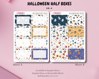 Halloween Half Rectangle Planner Boxes for Planning, Scrapbooking, and Journaling, for Spooky Halloween Cute Planner Spreads