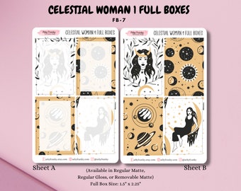 Celestial Woman Rectangle Planner Boxes for Planning, Scrapbooking, and Journaling, for Celestial Woman Planner Spreads