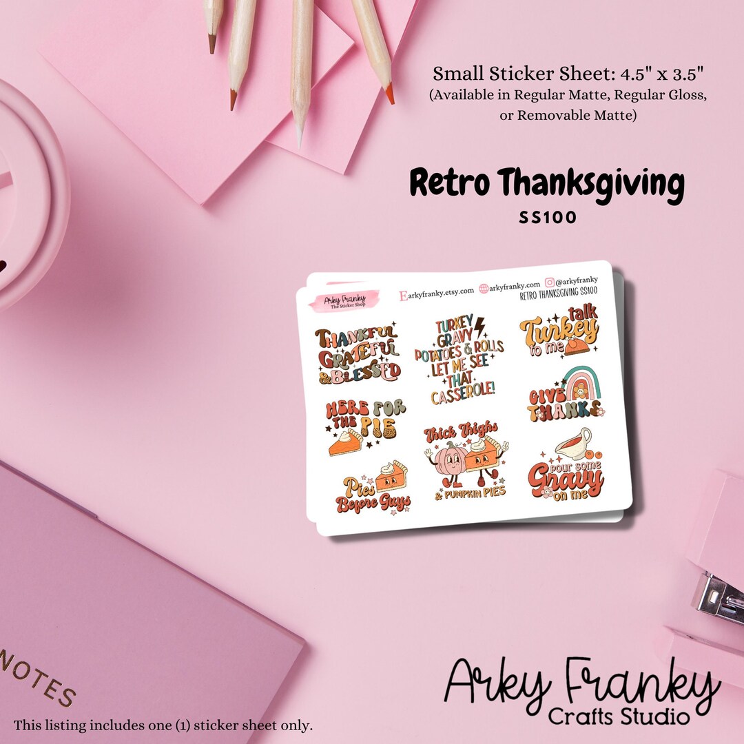 Retro Thanksgiving Sticker Sheet for Planner, Decorative Stickers for ...