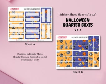 Halloween Quarter Rectangle Planner Boxes for Planning, Scrapbooking, and Journaling, for Spooky Halloween Cute Planner Spreads