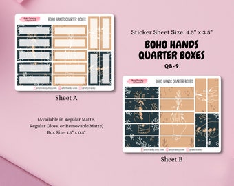 Boho Hands Quarter Rectangle Planner Boxes for Planning, Scrapbooking, and Journaling, for Bohemian Hands Planner Spreads