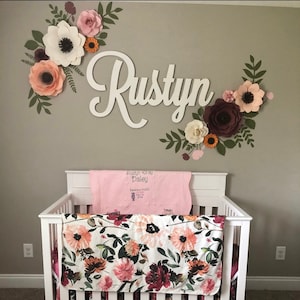 10 Piece Paper Flower Set/ Nursery Decor  *****Color Customizable*****
