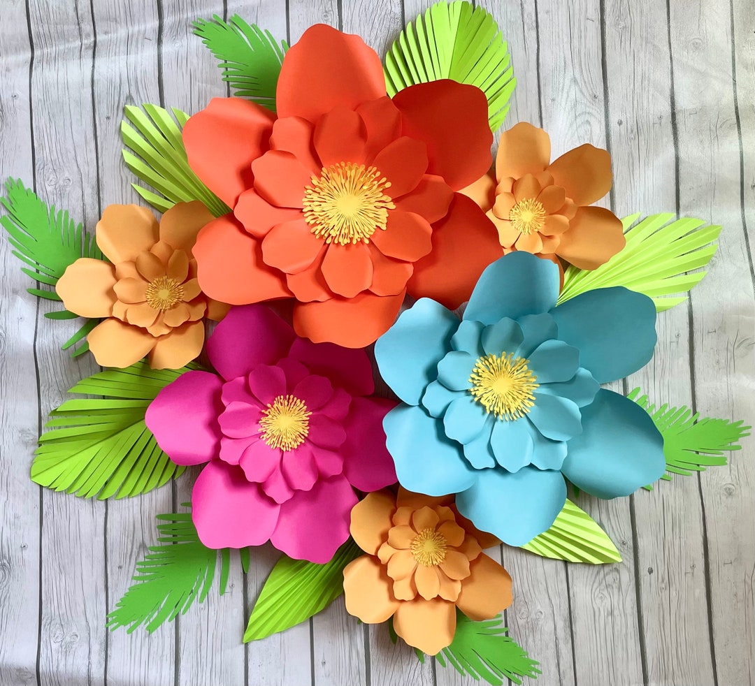 6 Piece Tropical Paper Flower Set/nursery Decor color Customizable ...